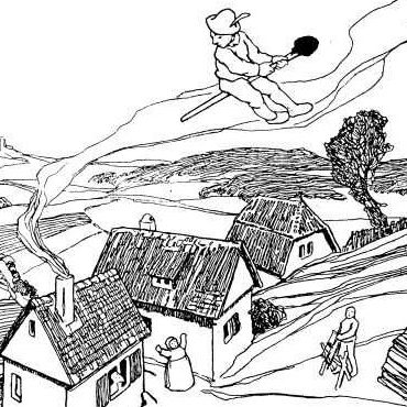 Zwerg im Baum Ein Zwerg schaut aus dem Stamm eines Baumes herausr Lärche